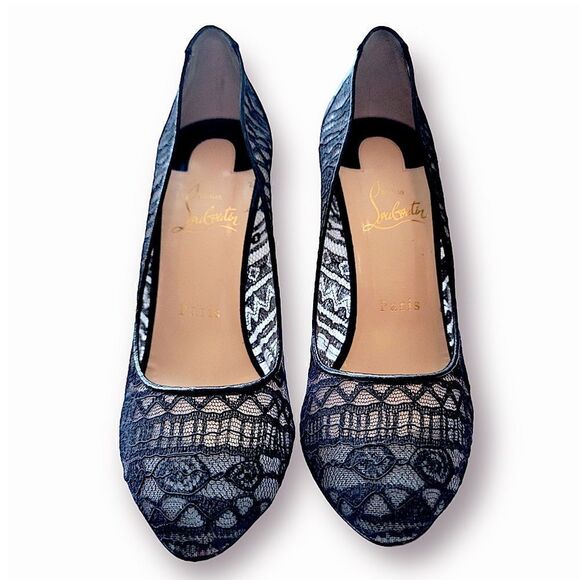 Christian Louboutin Black Dorissima Lace 100 Dentelle Pumps |Size: 38| - Picture 5 of 14